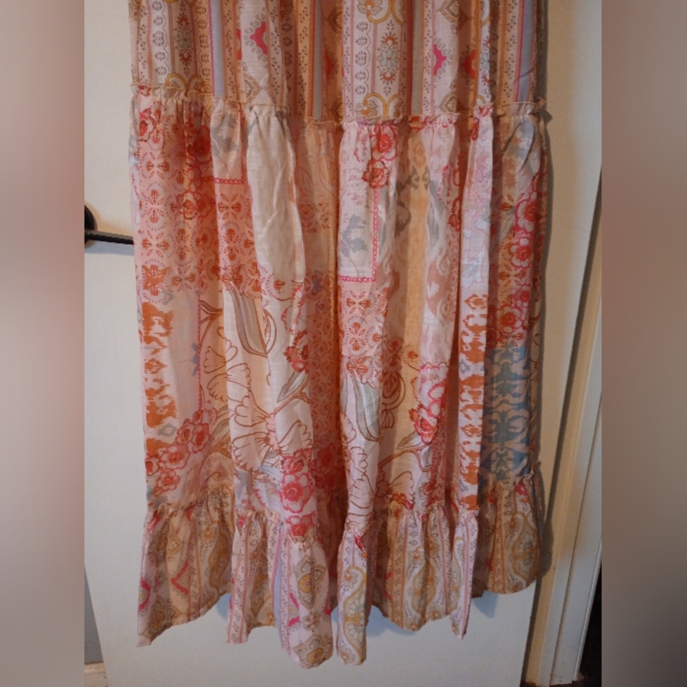 Davi & Dani Pink Coral Patterned Sleeveless Maxi Dress with Lining Size Medium - Picture 3 of 14